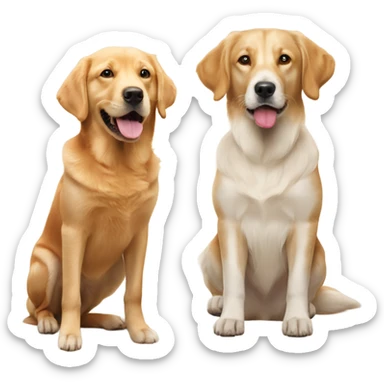 Fox red Labrador and English cream golden retriever playing sticker