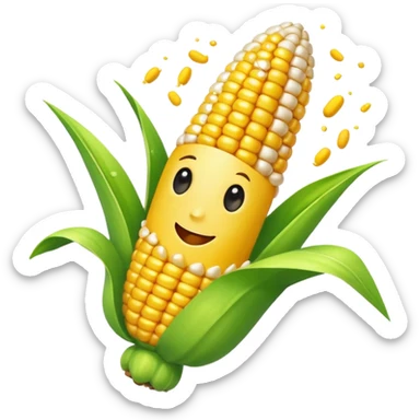 Happy corn with white paint  sticker