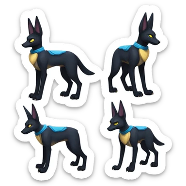 Anubis-Umbreon-Lucario on four legs full body sticker
