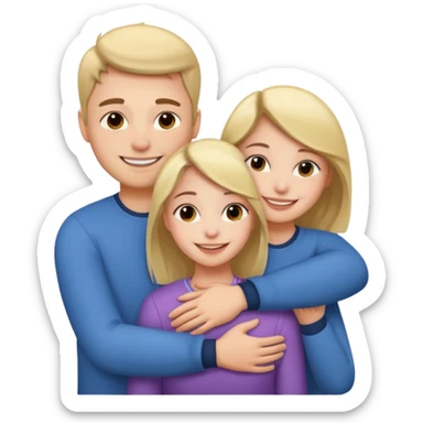 girl with normal girl size boobs hugging two guys sticker
