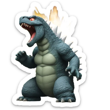 Godzilla shooting his atomic breath upwards sticker