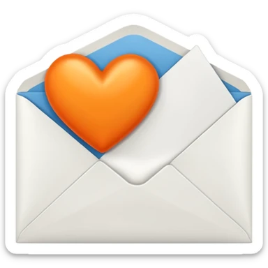 white envelop with orange heart inside sticker