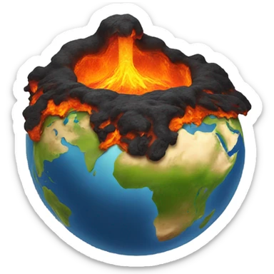 Earth with lava drooping off of it sticker