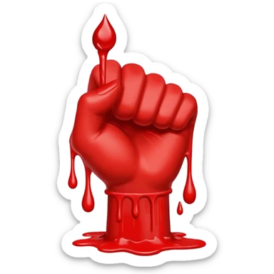 Fist moving very fast dripping red paint sticker