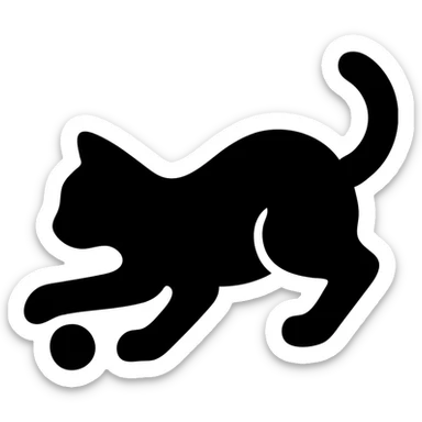 A cat chasing a ball that looks like the uploaded image sticker