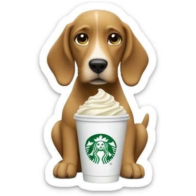 Dog drinking Starbucks cup sticker