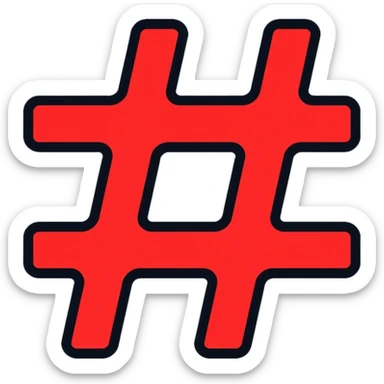 red hashtag symbol sticker