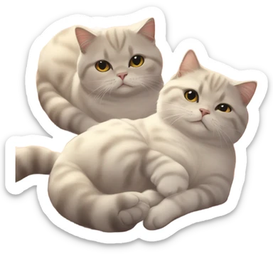 2 Scottish fold cats sunbathing  sticker