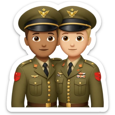 dos soldados dando es un abrazo de solidaridad de fraternidad sticker