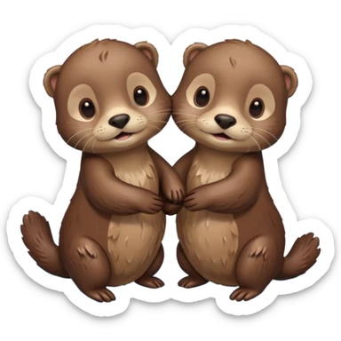 2 cute otters holding hands swimming  sticker