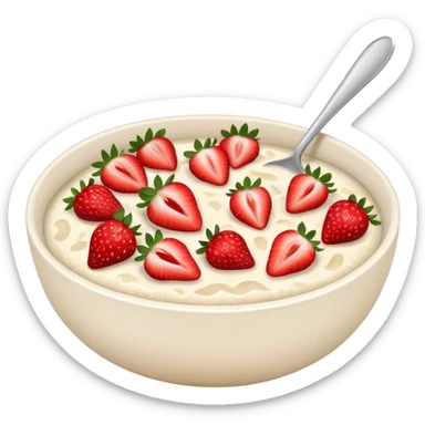 A bowl of porridge with strawberries  sticker