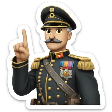 German General with short black mustache raising right hand sticker