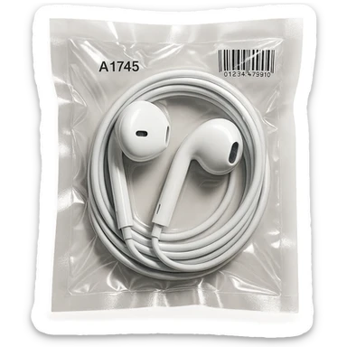 white EarPods arranged in a spiral, glossy sticker