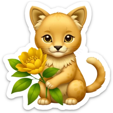 puma holds flower sticker