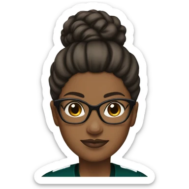 Brown skin girl with glasses and bun in Philadelphia eagles clothes sticker