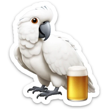 cockatoo holding a beer sticker