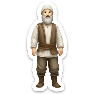 photorealistic white slavic peasant with beard full body, Slavic ethnic clothing sticker
