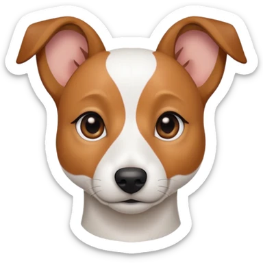 a fully white jack russell the size of a kelpie with light brown ears and a light brown patch on one eye sticker