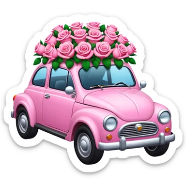 Pink car with roses sticker