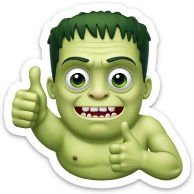 a half ear half thumbs up frankenstein monster blob sticker