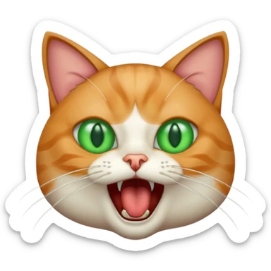 Cat green eyes screaming  sticker