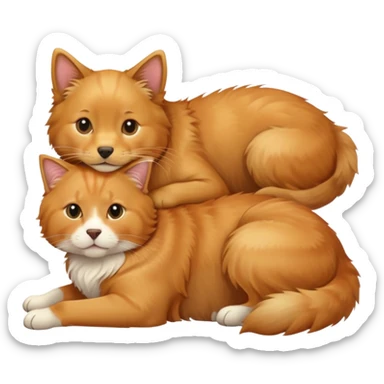 Golden Retriever with a ginger cat on the back  sticker