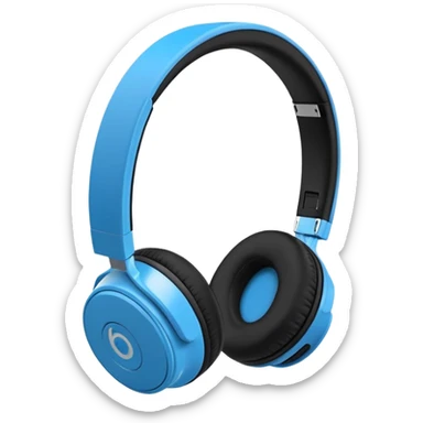 A side profile view of a pair of Black and blue and white wireless Bluetooth headphones sticker