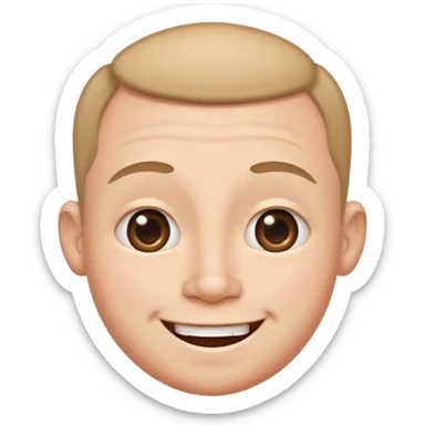 Funny caricature style cartoon, big head small body, happy face sticker