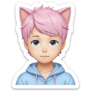 Shiny Blushing Cute Kawaii Beautiful Pastel Shota Anime Catboy Trending Style Cottagecore Pastelcore  sticker