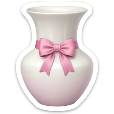 vaso branco com laço rosa sem flores sticker