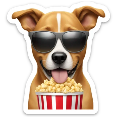 Dog wearing sunglasses eating popcorn  sticker