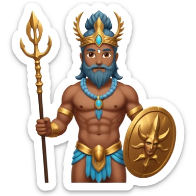 indian god with Poseidon trident sticker