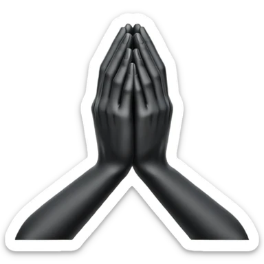Minimal emoji, abstract praying hands simplified into solid black metal forms, subtle sacred reference, fashion avant-garde minimalism, no details, no glow, no neon, flat emoji style, centered, transparent background sticker