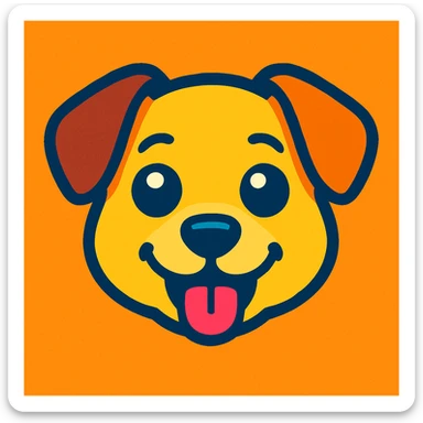emoji of a dog resembling the photo, cartoon style, bright colors, friendly expression sticker