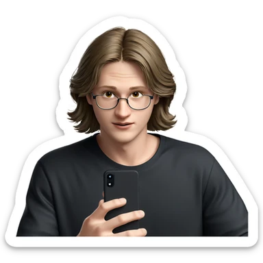 young man with smartphone sticker