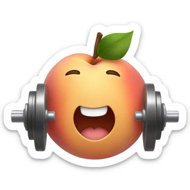 Peach lifting weights blushing and winking  sticker