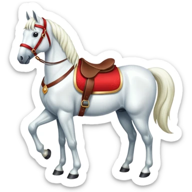 christmas white horse with a red saddle sticker