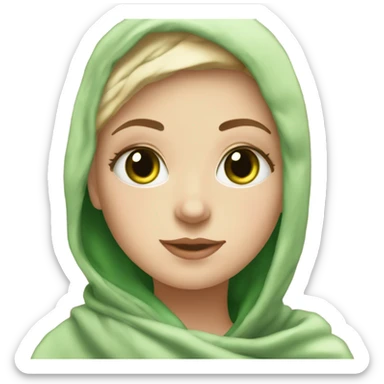 White Girl with green eyes drinking tea with blanket on sticker