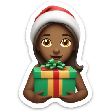 Girl with a present on Christmas  sticker