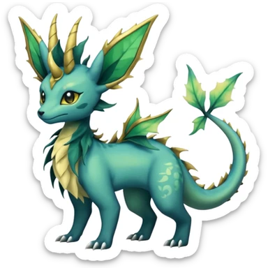 Gloomy dusky dull-colored ethereal elemental swampy Salandit-Leafeon-Vaporeon-hybrid-fusion (full body) sticker