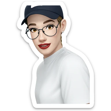 girl in baseball cap smiling sticker