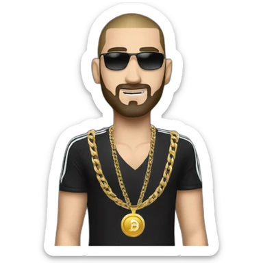 Karim Benzema thug wearing gold chain and black shirt sticker