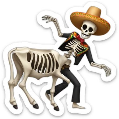 Mexican skeleton dancing with a cow sticker