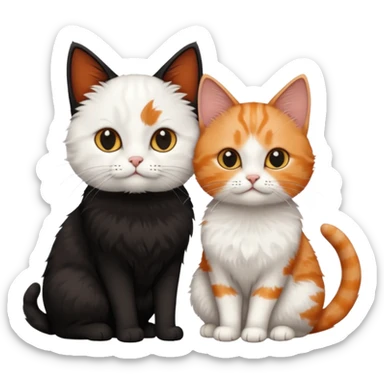 white cat and a black smaller cat and ginger short hair  sticker