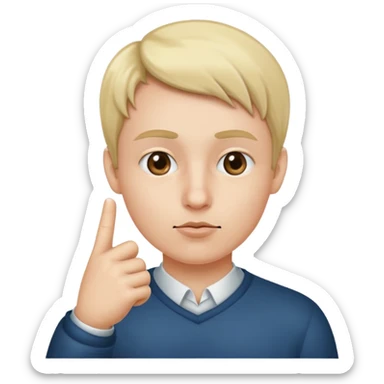 Person with pointer finger under their nose sticker