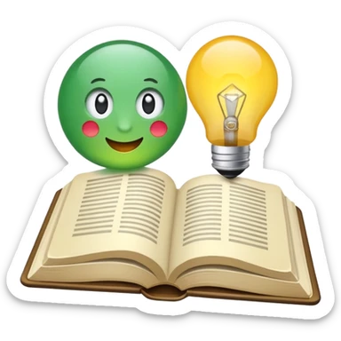 ein buch bzw lernmaterial und obendrüber eine leuchtende glühbirne sticker