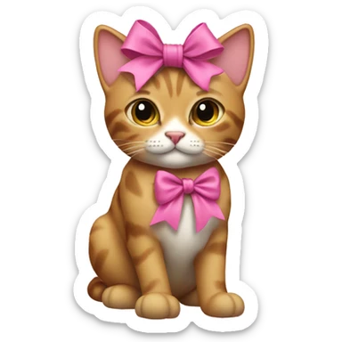 Cat with boots on feet and a pink bow on head sticker