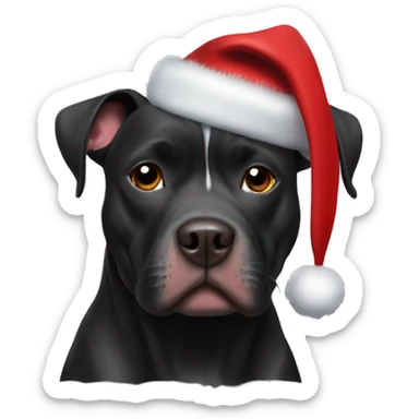 Black pitbull with Santa cap  sticker
