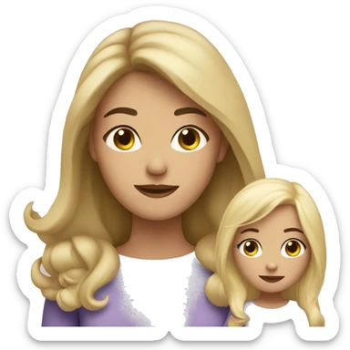 Brunette mom and blonde daughter  sticker