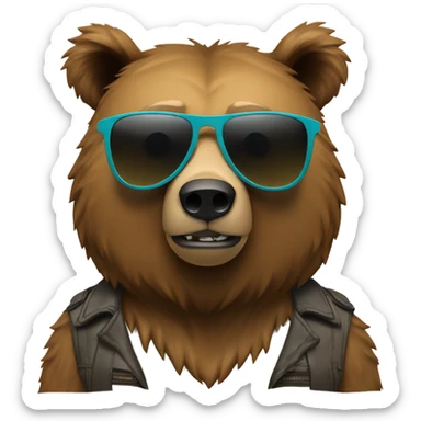 cool grizzly bear  with sunglasses hanging ten sticker